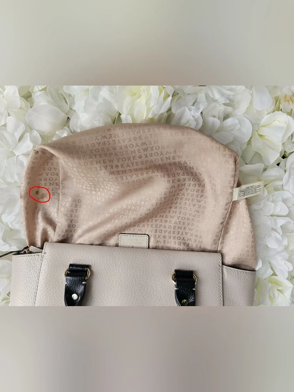 Kate Spade New York Two Tone Leather Satchel Crossbody Bag Beige Black